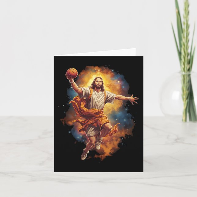 Fun Jesus Playing Basketball 1 Card (Front)