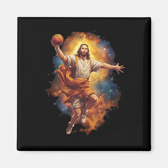 Fun Jesus Playing Basketball 1 Magnet (Front)