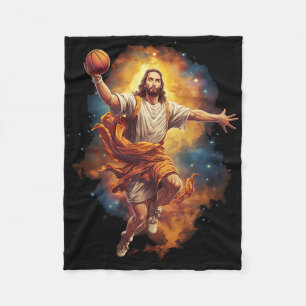 Fun Jesus Playing Bysketbyll 1 Fleece Blanket