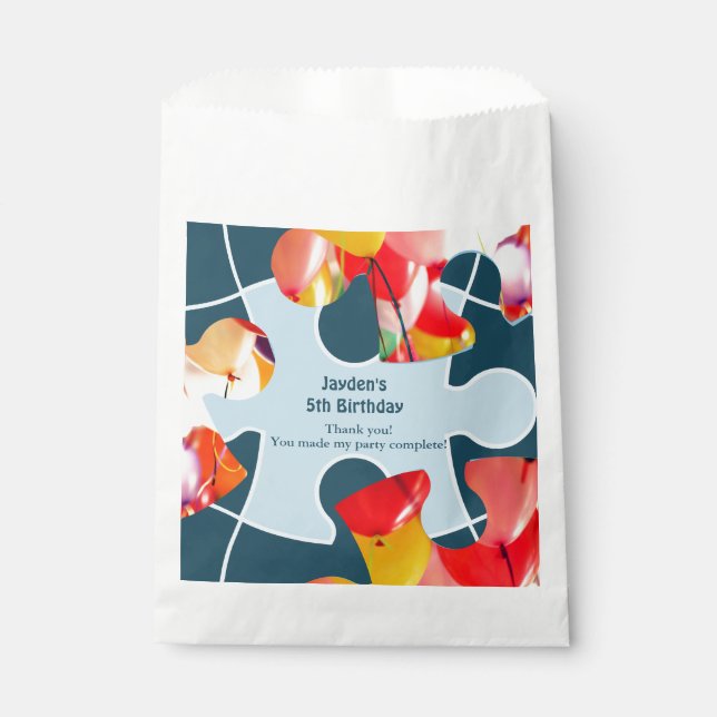 Fun Jigsaw Puzzle Kids Birthday Event Thank You  Favour Bags (Front)