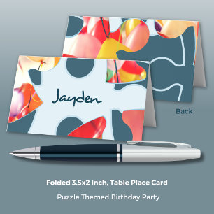Fun Jigsaw Puzzle Kids Birthday Place Card