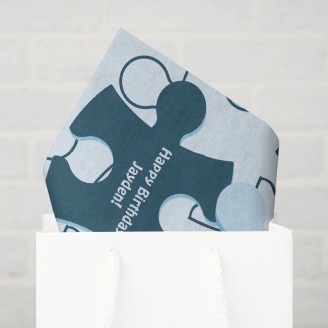 Fun Jigsaw Puzzle Kids Happy Birthday Custom Image Tissue Paper (Gift Bag)