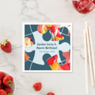 Fun Jigsaw Puzzle Kids Happy Birthday Name  Napkin