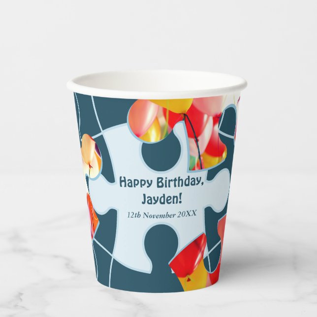 Fun Jigsaw Puzzle Motto Custom Accent Image 8oz Paper Cups (Front)