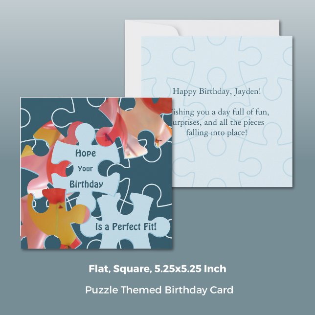 Fun Jigsaw Puzzle Pieces Birthday Greeting Card (Fun Jigsaw Puzzle Pieces Birthday Greeting Card, Square, Flat, 5.25x5.25 Inch)