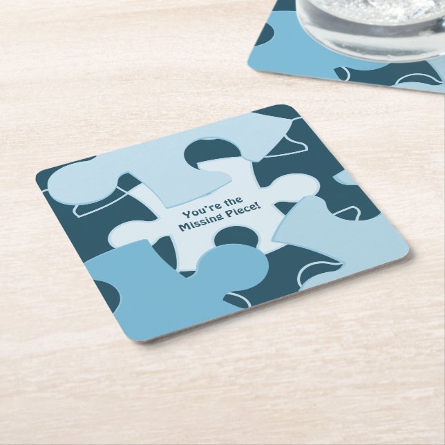 Fun Jigsaw Puzzle Pieces Motto Square Paper Coaster (Angled)