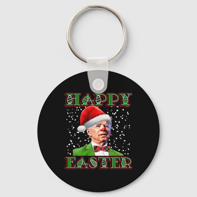Fun Joe Biden Christmas Confused Easter Biden  Key Ring (Front)
