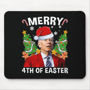 Fun Joe Biden Christmas Santa Hat Merry 4th Of Eas Mouse Mat