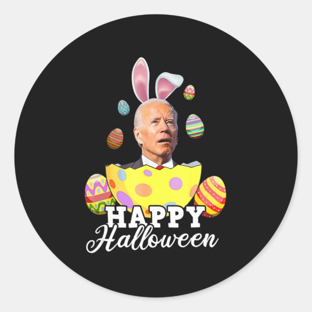 Fun Joe Biden Happy Halloween Confused Easter Bide Classic Round Sticker (Front)