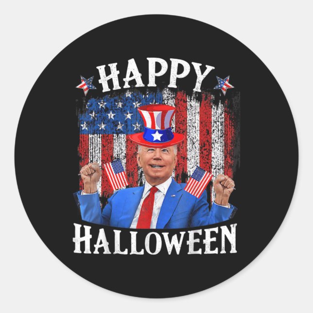 Fun Joe Biden Happy Halloween For Fourth Of July M Classic Round Sticker (Front)