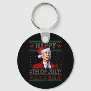Fun Joe Biden Happy th Of July Ugly Christmas Key Ring
