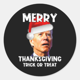 Fun Joe Biden Santa Hat Merry Thanksgiving Christm Classic Round Sticker