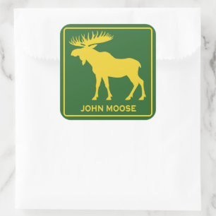 Fun John Moose Parody Farmer Square Sticker