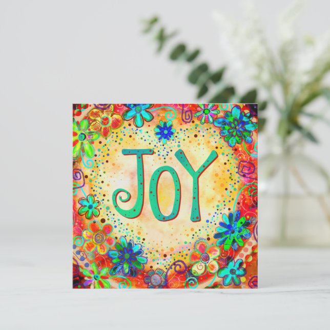 Fun Joy Cheerful Floral Encouragement Pretty Thank You Card (Standing Front)