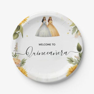 Fun Joy Lily Twin Dual Joint Double Quinceanera Paper Plate
