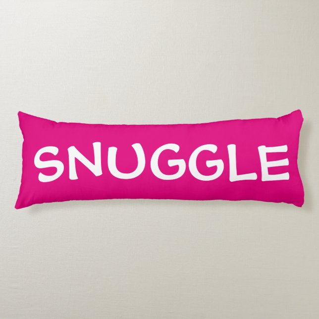 Fun jumbo text or name typography on fuchsia body cushion (Front)