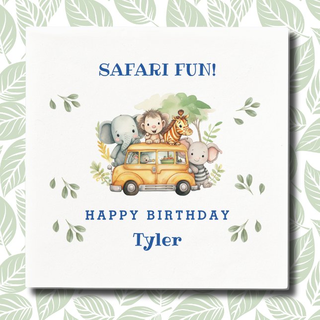 Fun Jungle Animals Kids Safari Birthday Party Napkin (Creator Uploaded)