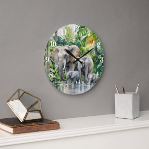 Fun Jungle elephant lovers Large Clock