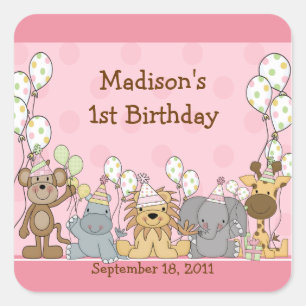 Fun Jungle Safari Birthday Square Sticker