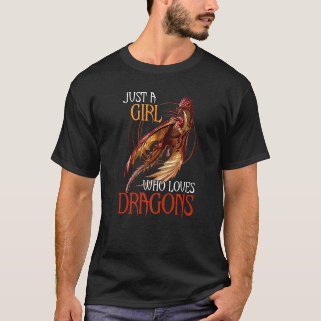 Fun Just A Girl Who Loves Dragons Women And Girls T-Shirt (Front)