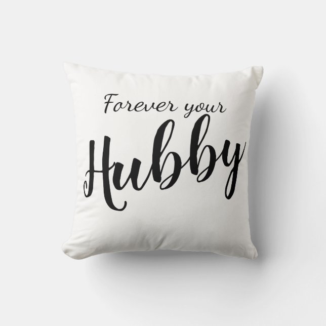 Fun Just Married Hubby Throw Pillow (Front)