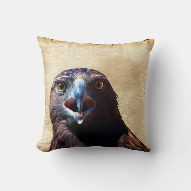 Fun Juvenile Bald Eagle Bad Attitude Wildlife Cushion (Front)
