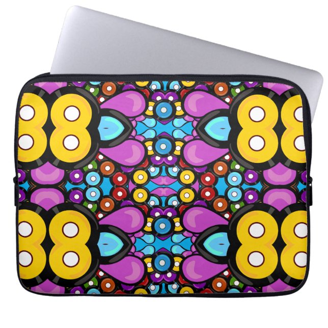 Fun Kaleidoscope Colourful Records Music Love Laptop Sleeve (Front)