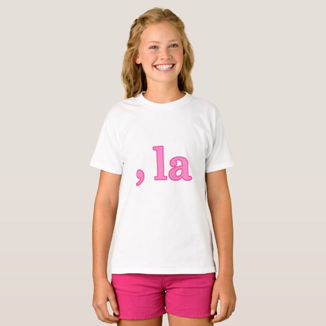 Fun Kamala Harris Pink Comma La T-Shirt (Front Full)