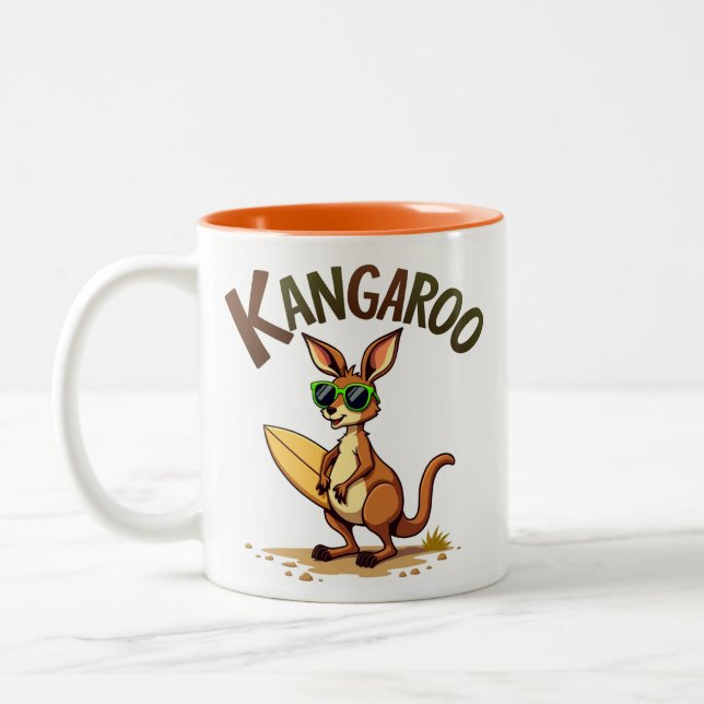 Fun Kangaroo Two-Tone Coffee Mug (Left)