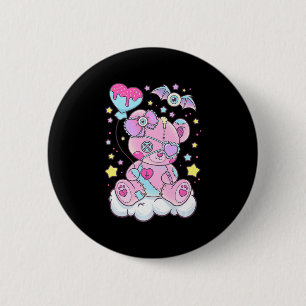 Fun Kawaii Pastel Goth Cute Creepy Bear Anime Japa 6 Cm Round Badge
