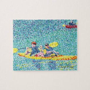 Fun Kayak Scene in Pointillism Puzzle