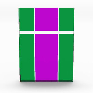 Fun Kelly Green Magenta Pink Split Racing Stripes Photo Block