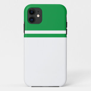 Fun Kelly Green Top Edge Racing Stripes On White Case-Mate iPhone Case