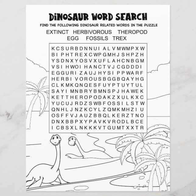 Fun Kids Activity Dinosaur Puzzle Word Search (Front)