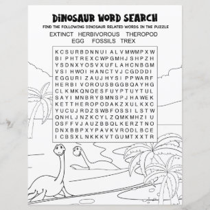 Fun Kids Activity Dinosaur Puzzle Word Search