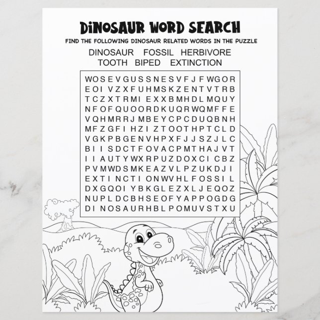 Fun Kids Activity Dinosaur Puzzle Word Search (Front)