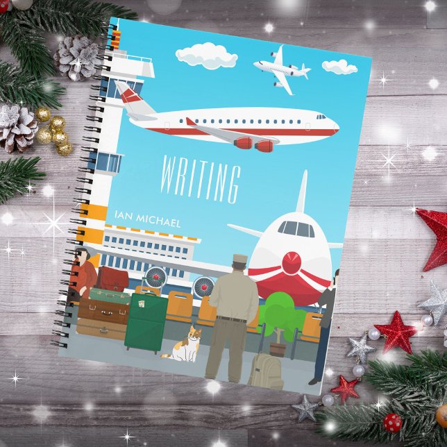 Fun Kids Airport-Themed Practice Writing Notebook (Personalize with your own title and name. Available in multiple styles and interior page options. )
