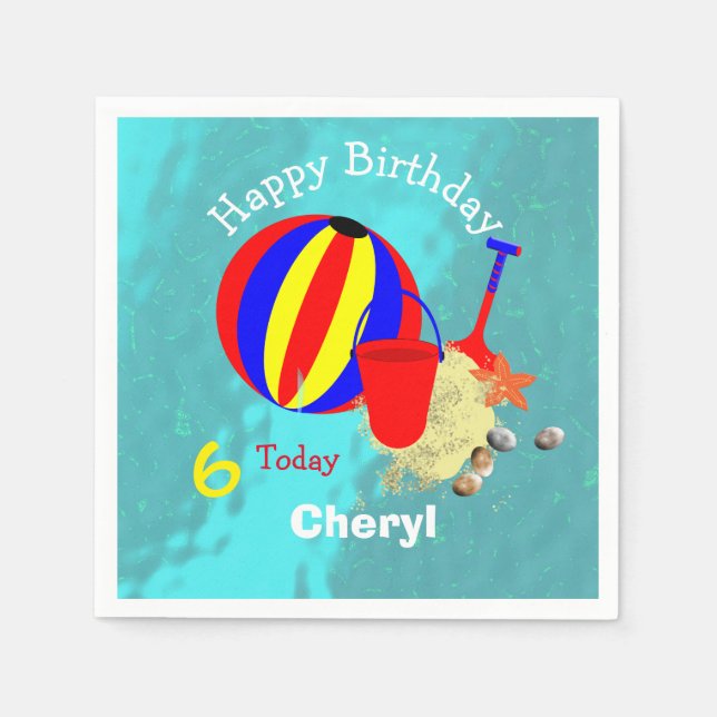 Fun Kids Beach Games Personalised Napkin (Front)