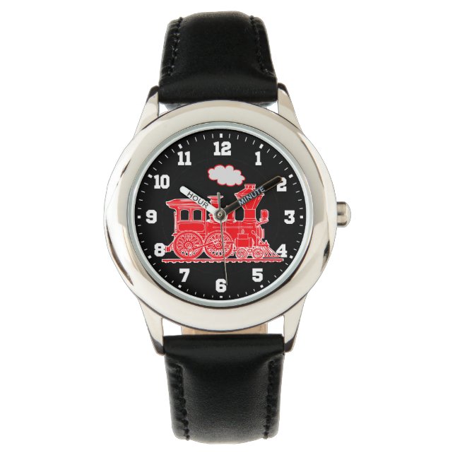Fun kids black and red train wrist watch (Front)