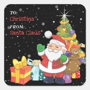 Fun Kids Christmas Personalised Gift Square Sticker
