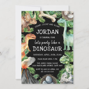 Fun Kids Dinosaur Birthday   Invitation