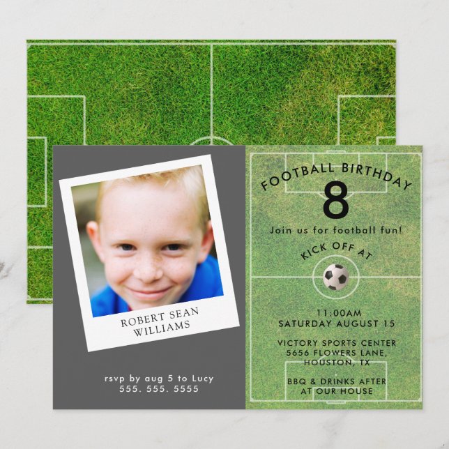 Fun Kids Football, Photo Birthday Party Invitation (Front/Back)
