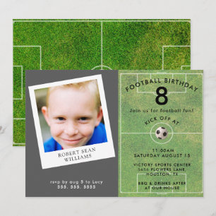 Fun Kids Football, Photo Birthday Party Invitation