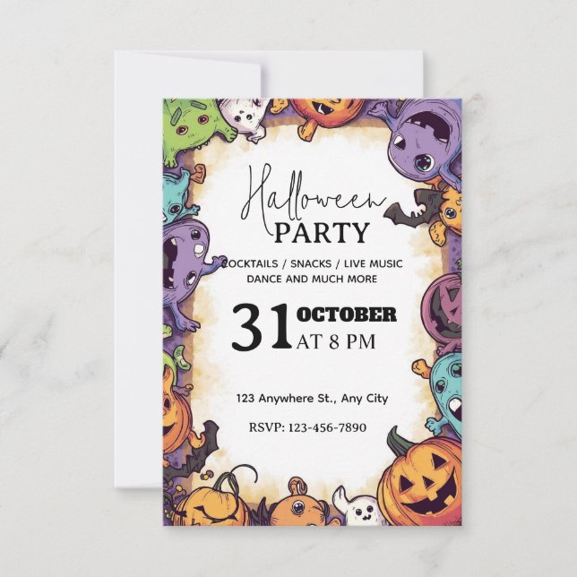 Fun Kids’ Halloween Party Invitation – Editable &  (Front)