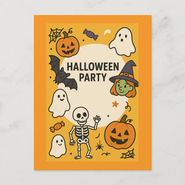 Fun Kids Halloween Party Postcard (Front)