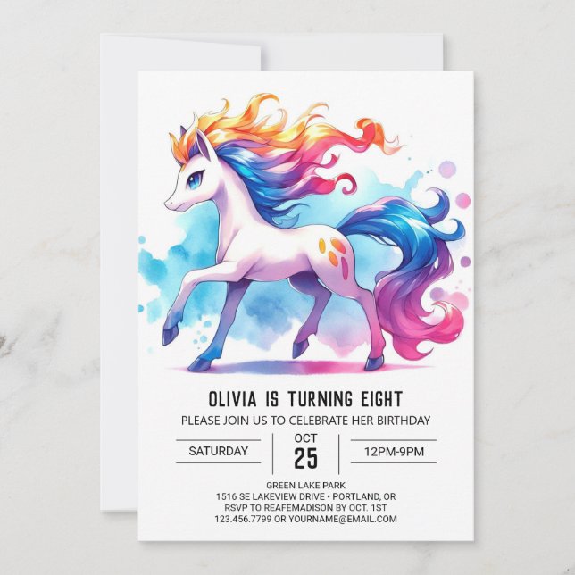 Fun Kids Horse Birthday Invitation (Front)