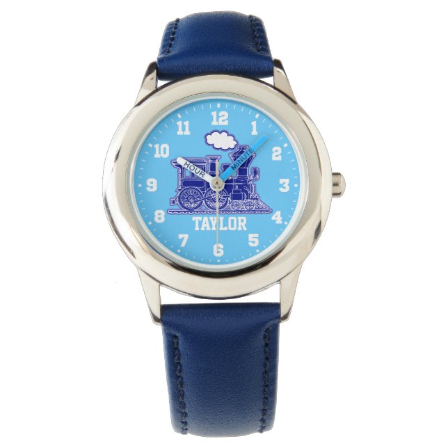 Fun kids named blue train wrist watch (Front)