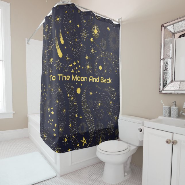 Fun Kids Outer Space Galaxy Constellations Shower Curtain (In Situ)