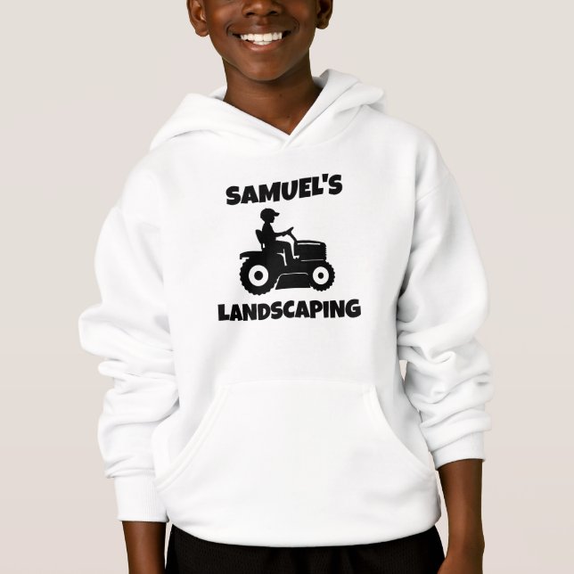 Fun Kids Personalized Riding Lawn Mower Hoodie (Front)