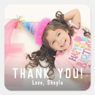 Fun Kids Photo Birthday Thank you Square Sticker